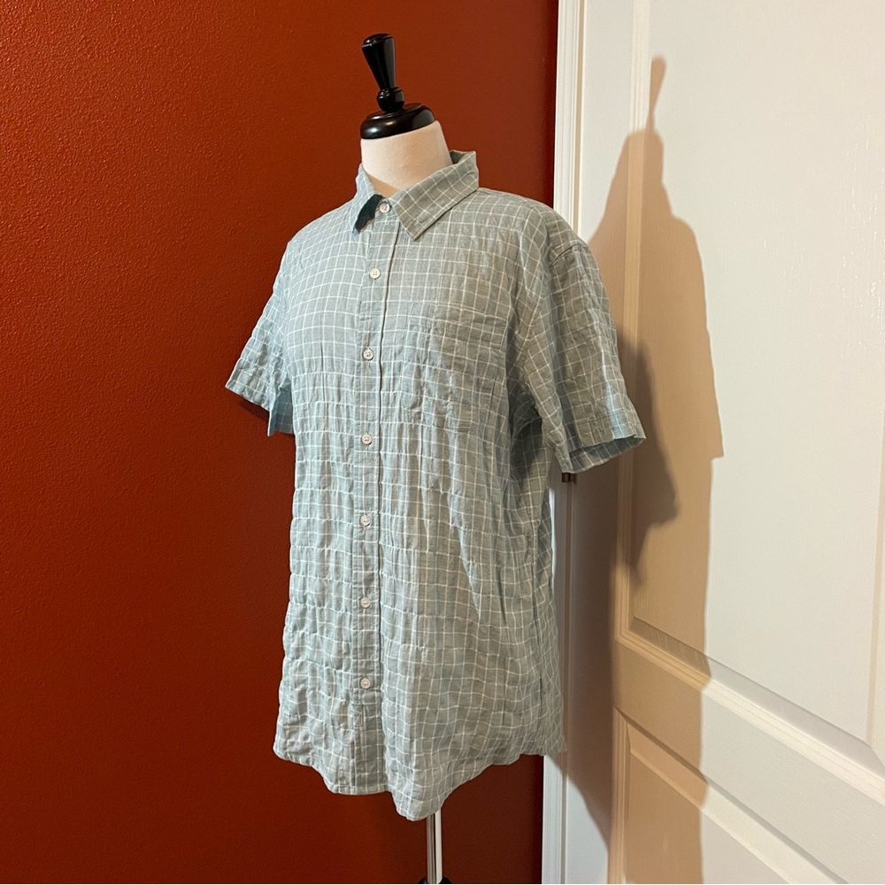 Bridge & Burn‎ Men’s Standard Fit Teal Multiplaid Short Sleeve Button Up Shirt